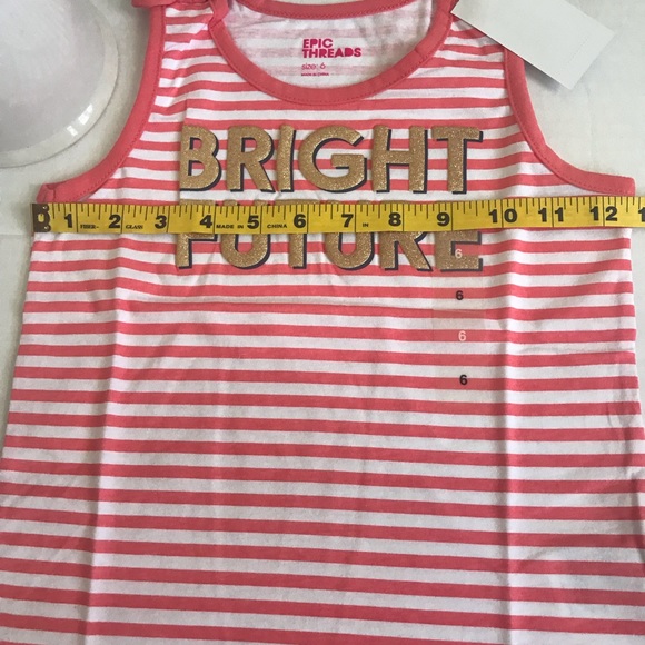 Girls text striped tank size 6 - Picture 6 of 6